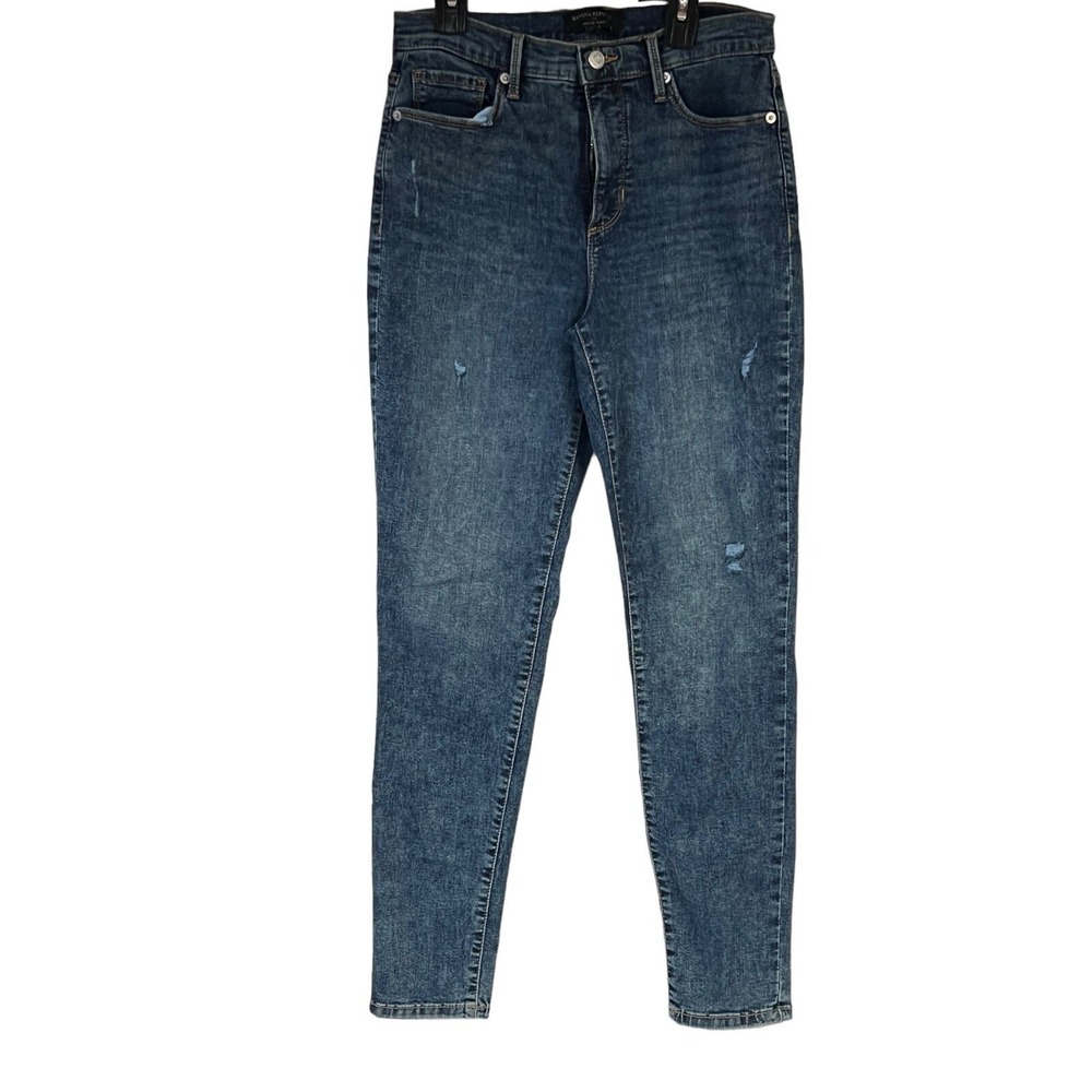 Banana Republic High Rise Skinny Jeans Women 27 4 Blue Distressed Stretch Denim